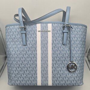 Michael Kors Jet Set Travel Medium Carryall Tote Chambray Multi